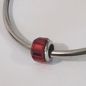 Silver Red Crystals Charm for Pandora Style Bracelet